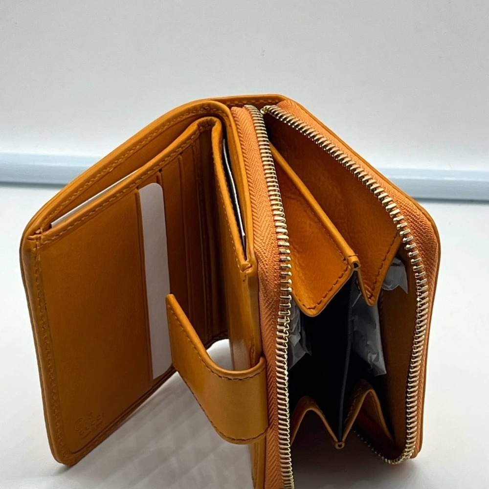 GUCCI washed soft calf Mari gold leather zip wallet 7618 - Picture 12 of 16